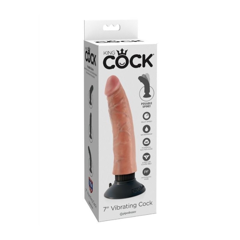 KING COCK - DILDO VIBRADOR 17.78 CM NATURAL