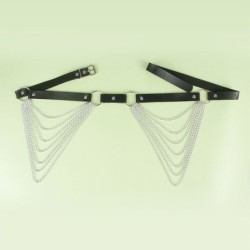 SUBBLIME - CINTURÓN DE CADENAS CUERO NEGRO TALLA ÚNICA