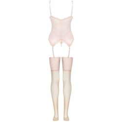 LIVCO CORSETTI FASHION - PERSINNE PEACH SET CORSET + PANTY + MEDIAS S/M