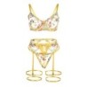 SUBBLIME - 954345 SUJETADOR + TANGA + LIGUEROS DISEÑO FLORAL AMARILLO S/M