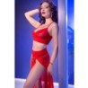 CHILIROSE - CR 4850 SET TOP ROJO Y LEGGINS CON COMPLEMENTOS DORADOS M