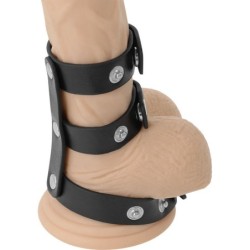 DARKNESS - ANILLO DOBLE PENE Y TESTÍCULOS AJUSTABLE LEATHER