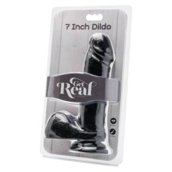 GET REAL - DILDO 18 CM CON TESTÍCULOS NEGRO