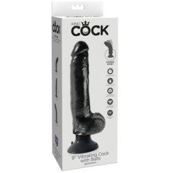 KING COCK - DILDO VIBRADOR CON TESTÍCULOS 23 CM NEGRO