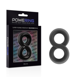 POWERING - SUPER FLEXIBLE Y RESISTENTE ANILLO PENE Y TESTÍCULOS  PR12  NEGRO