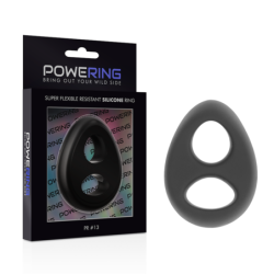 POWERING - SUPER FLEXIBLE Y RESISTENTE ANILLO PENE Y TESTÍCULOS  PR13  NEGRO
