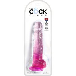 KING COCK - CLEAR PENE REALÍSTICO CON TESTÍCULOS 16.5 CM ROSA