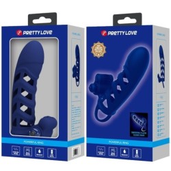 PRETTY LOVE - ALTAF ANILLO VIBRADOR CON FUNDA DE SILICONA AZUL