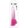 KING COCK - CLEAR DILDO CON TESTÍCULOS 19 CM ROSA