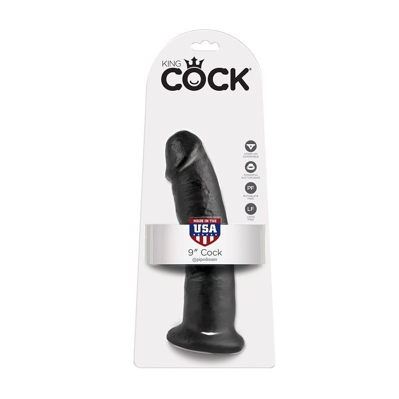 KING COCK - 9 PENE NEGRO 22.9 CM