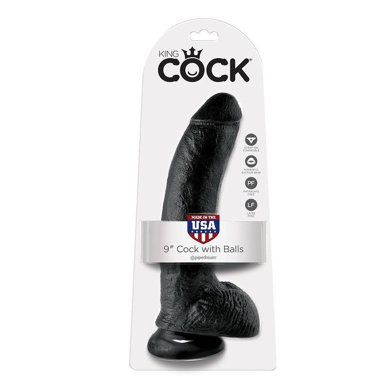 KING COCK - 9 PENE REALISTICO NEGRO 22.9 CM