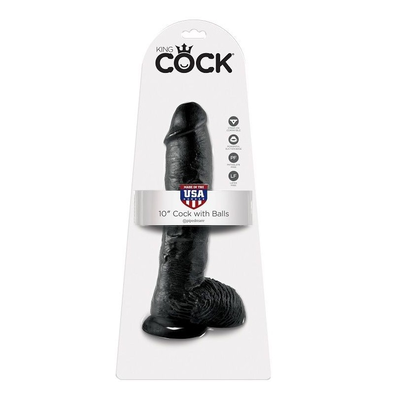KING COCK - 10 PENE REALISTICO NEGRO 26.5 CM