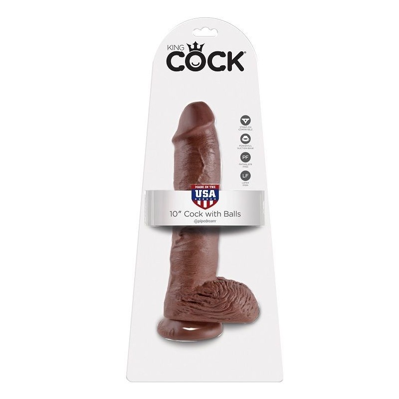 KING COCK - 10 PENE REALÍSTICO MARRÓN 26.5 CM