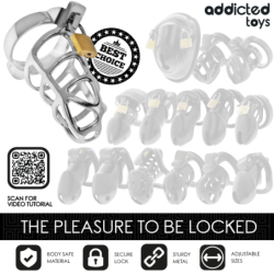 ADDICTED TOYS LOCKED - SILVER LOCK JAULA PARA PENE DE METAL TALLA M