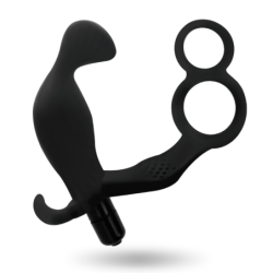 ADDICTED TOYS - PLUG ANAL CON ANILLA DOBLE PENE Y TESTÍCULOS NEGRO
