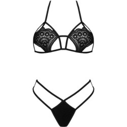 LIVCO CORSETTI FASHION - JIMENA LC 20216 SUJETADOR + TANGA NEGRO TALLA ÚNICA