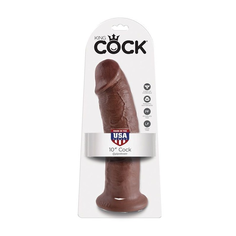 KING COCK - 10 PENE MARRÓN 25.4 CM