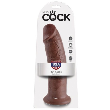 KING COCK - 10 PENE MARRÓN 25.4 CM