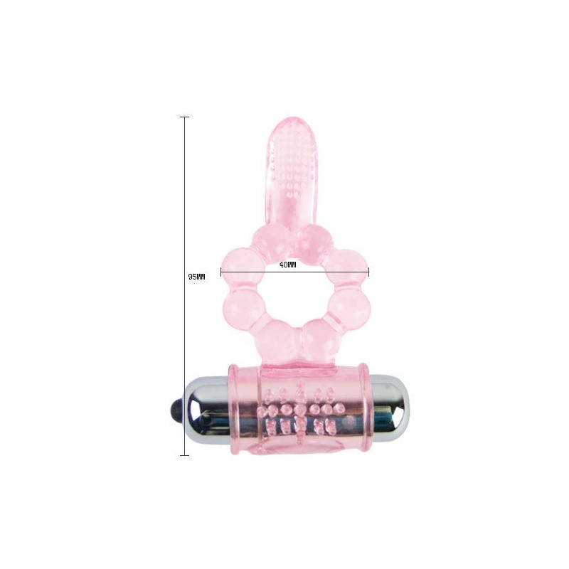 BAILE - ANILLO SILICONA 10 RITMOS LENGUA CON VIBRACIÓN ROSA
