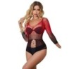 SUBBLIME - 952259 VESTIDO DE REJILLA ELÁSTICO MANGA LARGA DEGRADADO ROJO Y NEGRO TALLA ÚNICA