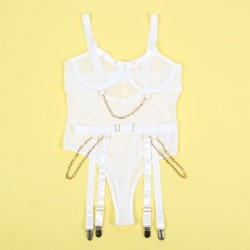 SUBBLIME - 954291 BODY CON CADENAS + LIGUEROS BLANCO L/XL