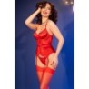 CHILIROSE - CR 4845 CORSET Y MEDIAS ROJO L