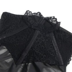 SUBBLIME - 957551 VESTIDO DE CUERO CON CUELLO DE ENCAJE NEGRO L/XL