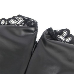 SUBBLIME - 957551 VESTIDO DE CUERO CON CUELLO DE ENCAJE NEGRO L/XL