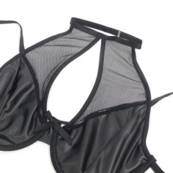 SUBBLIME - 957582 CONJUNTO SUJETADOR Y FALDA DE CUERO NEGRO S/M