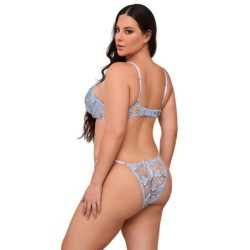 SUBBLIME - 957636 CONJUNTO SUJETADOR Y PANTIES CON BORDADOS DE FLORES CELESTE L/XL