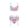 SUBBLIME - 957643 CONJUNTO SUJETADOR Y LIGUERO CON BORDADOS DE FLORES ROSAS S/M