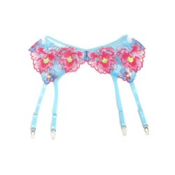 SUBBLIME - 957643 CONJUNTO SUJETADOR Y LIGUERO CON BORDADOS DE FLORES ROSAS S/M