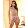 SUBBLIME - 957643 CONJUNTO SUJETADOR Y LIGUERO CON BORDADOS DE FLORES ROSAS S/M