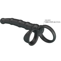 PRETTY LOVE - TATUM ANILLO VIBRADOR PENE CON PLUG 10 VIBRACIONES NEGRO