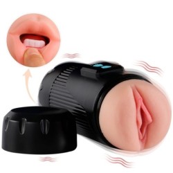 SHEQU - KAY MASTURBADOR DOBLE CON VIBRACIÓN DUAL BOCA Y VAGINA