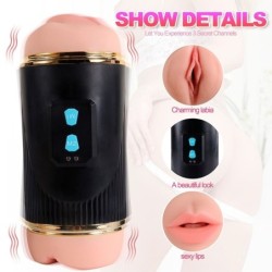 SHEQU - KAY MASTURBADOR DOBLE CON VIBRACIÓN DUAL BOCA Y VAGINA