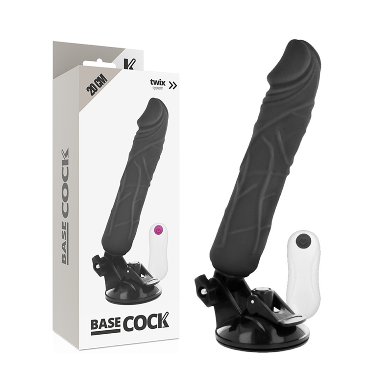BASECOCK - VIBRADOR REALÍSTICO CONTROL REMOTO NEGRO 20 CM -O- 4 CM