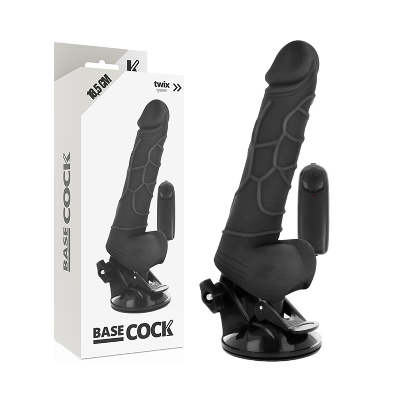BASECOCK - VIBRADOR REALÍSTICO CONTROL REMOTO NEGRO 18.5 CM -O- 4CM