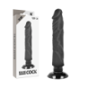 BASECOCK - VIBRADOR REALÍSTICO 2-1 NATURAL NEGRO 20 CM -O- 4 CM