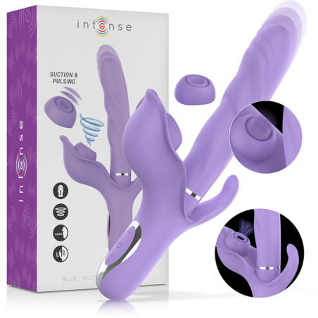 INTENSE - BILLIE VIBRADOR MULTIFUNCIÓN RECARGABLE ONDAS ESTIMULADORAS CON PULSADOR MORADO