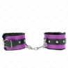 KINK - MUÑEQUERAS FORRADAS PREMIUM NEGRO CON CORREA VIOLETA / NEGRO AJUSTABLE 17-29 CM X 6 CM
