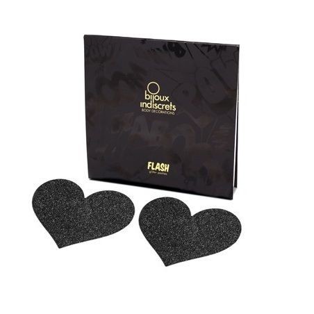 BIJOUX - INDISCRETS PEZONERAS FLASH CORAZÓN NEGRO