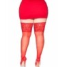 LEG AVENUE - MEDIAS ROJAS AUTOADHESIVAS CON ENCAJE ANCHO PLUS SIZE