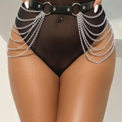 SUBBLIME - CINTURÓN DE CADENAS CUERO NEGRO TALLA ÚNICA