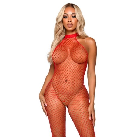 LEG AVENUE - LE FRIVOLE BODYSTOCKING - CUELLO RACER TALLA ÚNICA ROJO