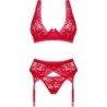 OBSESSIVE - LACELOVE SET TRES PIEZAS ROJO XS/S