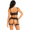 LEG AVENUE - SET SUJETADOR & ARNÉS DE LIGA REJILLA