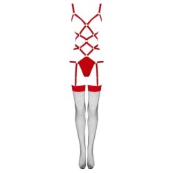 LIVCO CORSETTI FASHION - THIARA LC 20213 SET BODY + MEDIAS ROJA L/XL