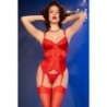 CHILIROSE - CR 4845 CORSET Y MEDIAS ROJO L