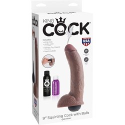 KING COCK - PENE REALÍSTICO EYACULADOR MARRÓN 22.86 CM